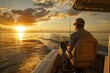 © A to Z - Man doing sport fishing on a boat.