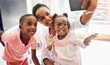 © Seisa/peopleimages.com - Mother, children and selfie with love in home for parenthood memory, moments together and happiness. Mom, boy and girl with photography in house for bonding or post on social media and personal blog.