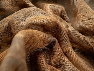 Wall Mural - Hyperrealistic natural look macro shot canvas fabric texture background, top view. Macro photo of a jute natural pattern with a soft focus for textile design