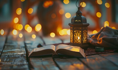 Wall Mural - quran and lantern and Arabic background