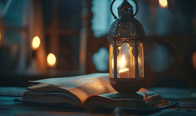 Wall Mural - quran and lantern and Arabic background