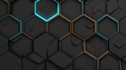 Sticker - Modern dark hexagonal background with blue backlight, perfect for tech, sci-fi, and futuristic themes. AIG53M