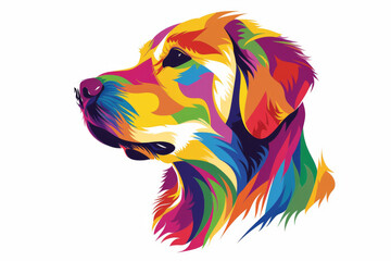 Sticker - golden retriever head colorful logo illustration isolated on white background