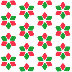 Wall Mural - Christmas seamless pattern.Red and green petals isolated on white background.Vector graphic illustration.