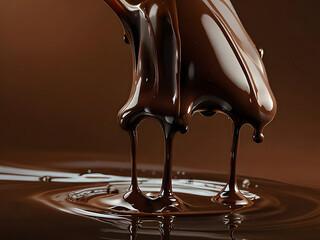 Wall Mural - Background from streams of pouring chocolate.