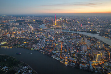 Wall Mural - June 3, 2024: panoramic view of Thao Dien area, District 2, Ho Chi Minh City in the afternoon