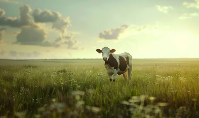Cow on field copy space background eid al adha