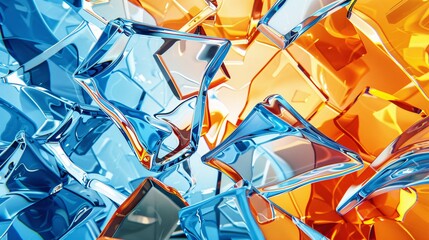 Wall Mural - Abstract Composition of Blue and Orange Glass