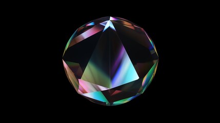 Canvas Print - A brilliantly cut, multicolored diamond gemstone showcasing exceptional clarity and brilliance.