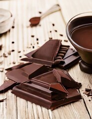 Wall Mural - Dark chocolate dessert, creamy cocoa ingredient. World chocolate day