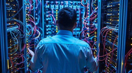 A network administrator monitoring network traffic