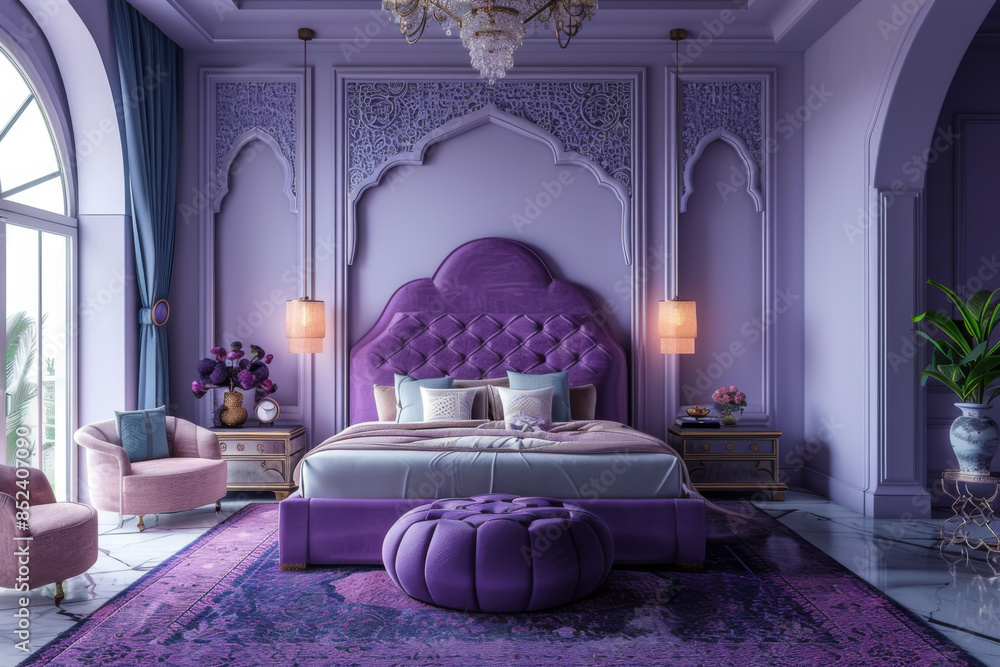 luxury bedroom in arabic interior design. islamic style interior design ...