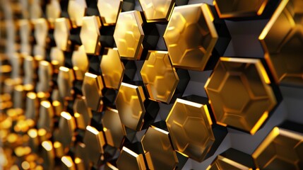 Wall Mural - Abstract Gold Hexagon Pattern Background.