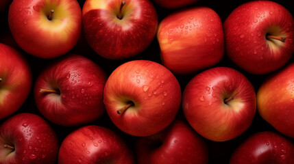 Wall Mural - Red apples as background, top view