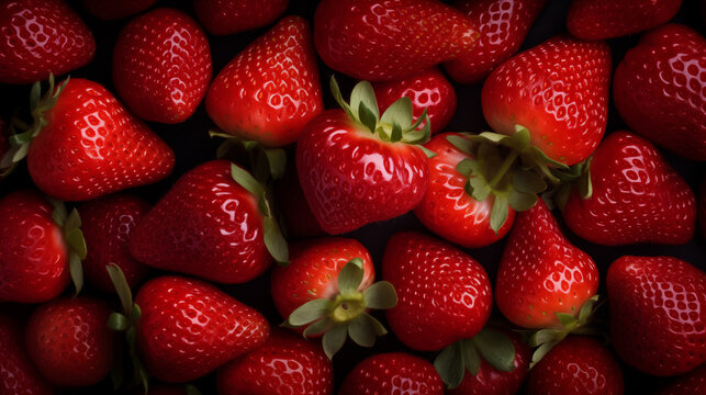 strawberries as background, top view