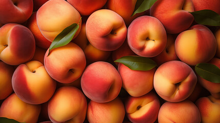 Wall Mural - Ripe peaches as background, top view