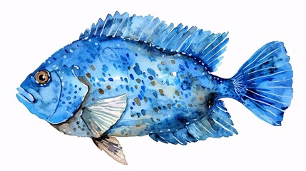 Wall Mural - A blue fish with white spots on its body