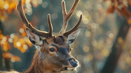 Wall Mural - Deer in the Forest A Close Up View