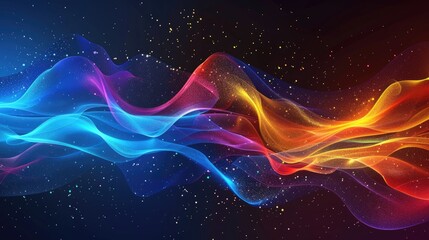 Wall Mural - Dynamic Colorful Wave on Dark Background