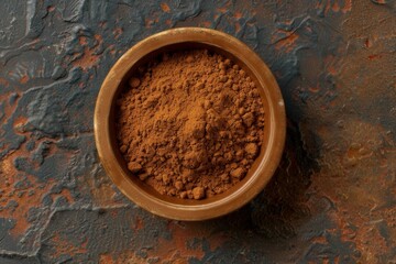 Wall Mural - Earthy terracotta bowl filled with organic turmeric powder