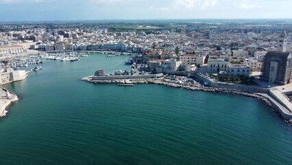 Wall Mural - 4K drone footage of the harbour and Cathedral at Trani, located in the Apulia region of southern Italy