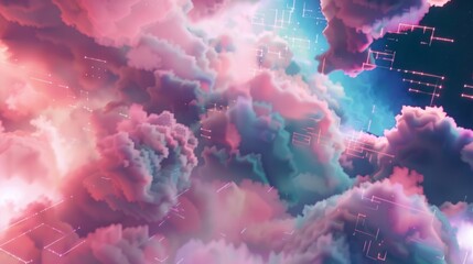 flowing digital pixel cloud in space texture