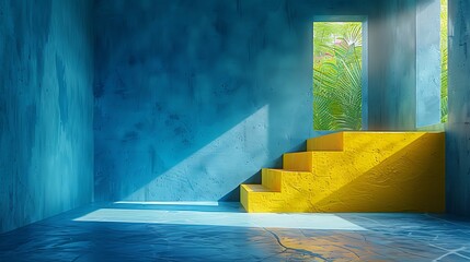 Wall Mural - A lively cyan backdrop with a solid chartreuse color