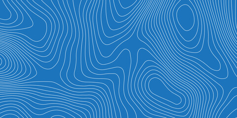 Wall Mural - Abstract topography geography contour map and curve reliefs background .elevation contouring blue paper and white lines background .geographic mountain contour map grid vector background design .
