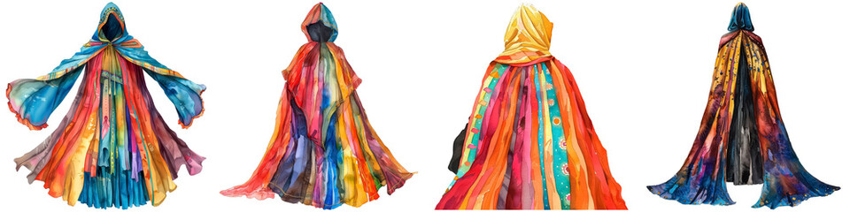 Wall Mural - Four colorful robes with a hood