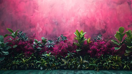 Wall Mural - A lively magenta backdrop with a solid forest green color