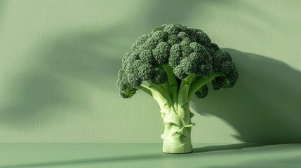 Wall Mural - Broccoli on a green background