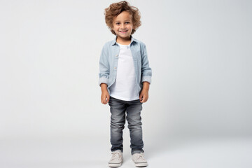 Wall Mural - little boy wearing formal shirt and jeans