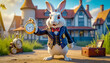 © abrilla - White crazy rabbit with a pocket watch from the fairy tale Alice in Wonderland