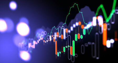 Canvas Print - Colorful forex diagrams and stock market data with lines and dynamics