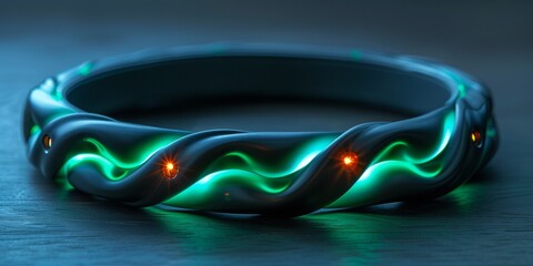 Wall Mural - light green glow, bioluminescent, polished light green matte aluminium, dark Green and light green