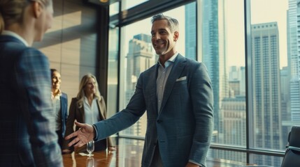 Wall Mural - The business handshake moment