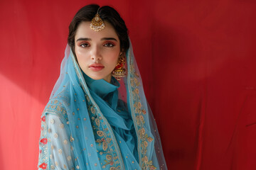 Wall Mural - Young beautiful woman in salwar suit. woman fashion concept