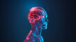 © steph photographies - 3d illustration of red human brain. headache concept