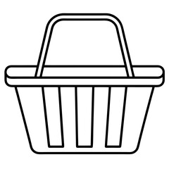 Shopping basket flat vector line art and silhouette illustration
