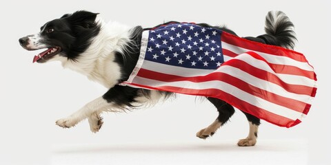 Wall Mural - A patriotic dog wearing an American flag bandana, perfect for Independence Day or 4th of July celebrations