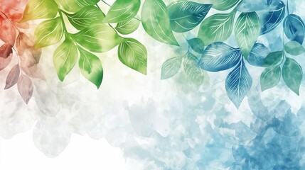 Wall Mural - leaves watercolor background