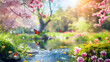 © KALEYA - Beautiful Springtime Background with Butterflies and Flowers