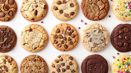 Wall Mural - Cookies displayed on a white backdrop