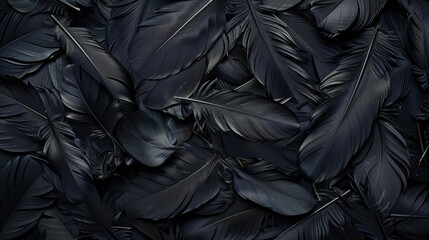 Canvas Print - Feathers in black with a unique design against a backdrop