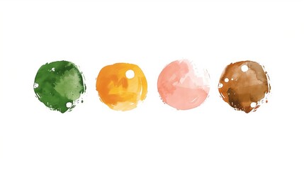 Watercolor hand painted circle design elements. Set colorful watercolor dots, sample for invitation