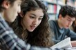 © Ilia Nesolenyi - A close-up shot of students focused on their studies in a university library