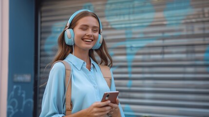 Wall Mural - The smiling woman listening