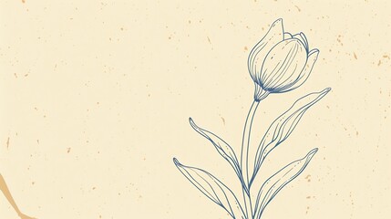 Canvas Print - A simple line drawing of a flower with a beige background.