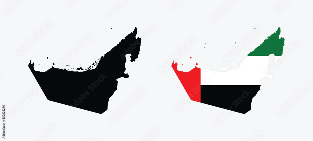 Vector United Arab Emirates Map. Map of United Arab Emirates with ...