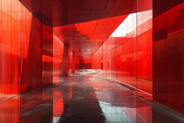 Sticker - Modern Red Corridor